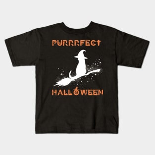 Funny Gifts for Halloween Witcher Cat Purrrfect Halloween Kids T-Shirt